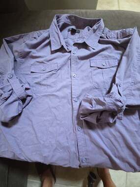 STRUCTURE Men's Purple Long Sleeve Button Up Shirt with Pockets